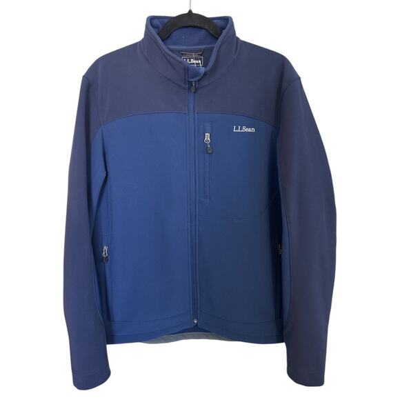 LL Bean Men's Pathfinder Soft Shell Jacket Blue Size Medium Water Wind Resistant - Picture 1 of 8